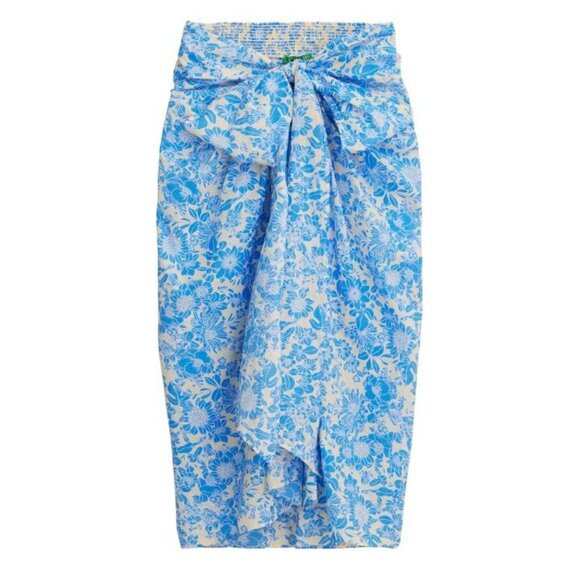J. Crew Blue Floral Draped Sarong Swim Cover Up Skirt Tropical - Size XS - Picture 1 of 7
